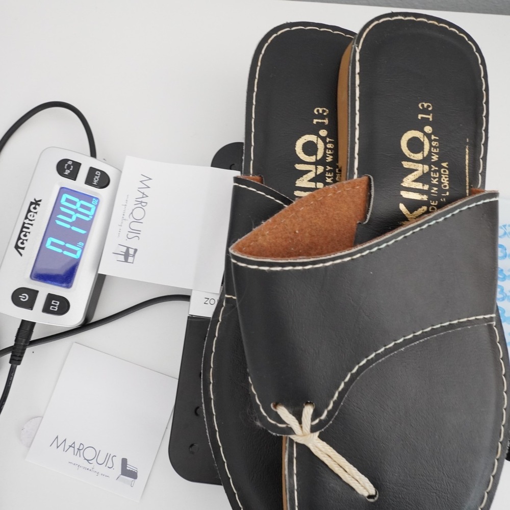 Kino Thong Leather Sandals Mens 13 Black Rope Preppy Nautical Beach Summer USA - Picture 5 of 6